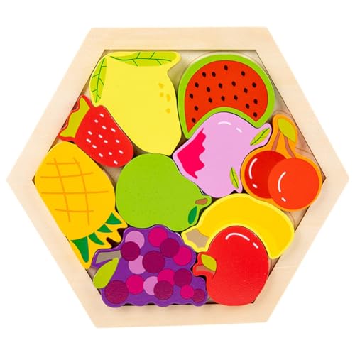 ISAKEN Holzpuzzle für Kleinkinder, 3D Kinder Holzpuzzle Steckpuzzle Holz Montessori Spielzeug, Lernendes Pädagogisches Spielzeug Geschenk für Jungen und Mädchen ab 1 2 3 Jahren von ISAKEN