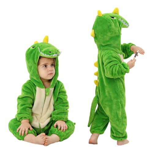 ISAKEN Kinder Tier Jumpsuit, Flanell Strampler Unisex Baby,Karikatur Tier Jumpsuit Plüsch Onesie Einteiler Tier Kostüm für Karneval Halloween Cosplay Kostüm Outfit von ISAKEN