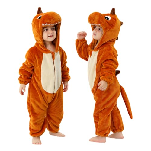 ISAKEN Kinder Tier Jumpsuit, Flanell Strampler Unisex Baby,Karikatur Tier Jumpsuit Plüsch Onesie Einteiler Tier Kostüm für Karneval Halloween Cosplay Kostüm Outfit von ISAKEN