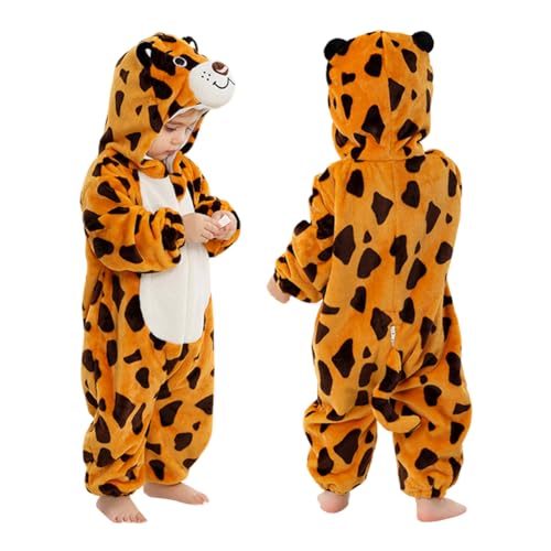 ISAKEN Kinder Tier Jumpsuit, Flanell Strampler Unisex Baby,Karikatur Tier Jumpsuit Plüsch Onesie Einteiler Tier Kostüm für Karneval Halloween Cosplay Kostüm Outfit von ISAKEN