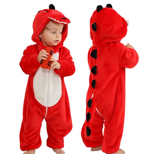 ISAKEN Kinder Tier Jumpsuit, Flanell Wärmender Winter Jumpsuit Unisex Tier Overall Kostüm Vielseitiges Baby Strampler Jumpsuit Outfit für Karneval Halloween Cosplay Kostüm Outfit von ISAKEN