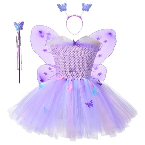 ISAKEN Mädchen Prinzessin Kostüm, Prinzessin Kleid Kinder Feenkostüm Set Karneval Party Halloween Kostüme Verkleiden für Kronen Geburtstagsparty Verkleidung Cosplay von ISAKEN