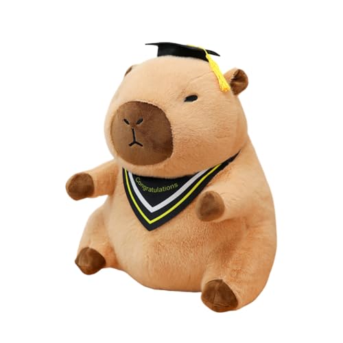 ISAKEN Niedliche Capybara Plüschtier, Kinderpuppe Kuscheltier Puppe Capybara Plüsch Spielzeug mit Abschlussfeier Hut Plüschpuppe für Studenten Mitschüler Freunde von ISAKEN