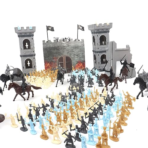 ISAKEN Soldaten Spielset Mini Militär Modell Medieval Spielzeugsoldaten aus Plastik Mini Armee Figuren des Militärs aus Kunststoff Armee Männer Figuren Zubehör Geschenk für Kinder 3+ von ISAKEN