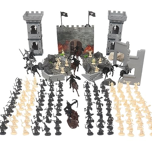 ISAKEN Soldaten Spielset Mini Militär Modell Medieval Spielzeugsoldaten aus Plastik Mini Armee Figuren des Militärs aus Kunststoff Armee Männer Figuren Zubehör Geschenk für Kinder 3+ von ISAKEN