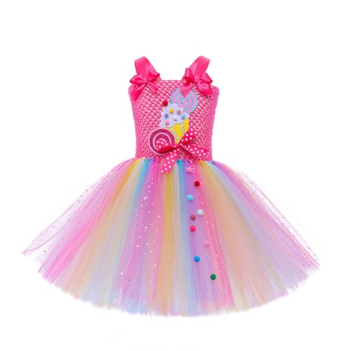 ISAKEN Süßes Glitzer Tüllkleid, Mädchen Prinzessinnenkleid Halloween cosplay Kleid Baby Geburtstagskleid Festkleid Kinder Festival Tanz Kostüm für Fasching Karneval Outfit Set von ISAKEN