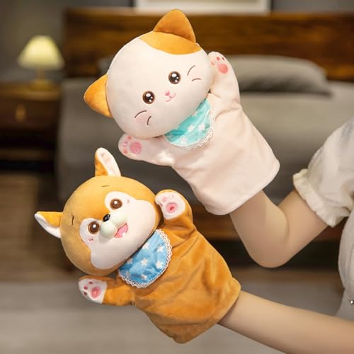 ISAKEN Tier Handpuppen, Weicher und Bequemer Plüsch Handpuppe Bewegliche Offene Münder Tierhandpuppen Plüschtier Handpuppen für Geschichtenerzählen Unterrichten von ISAKEN