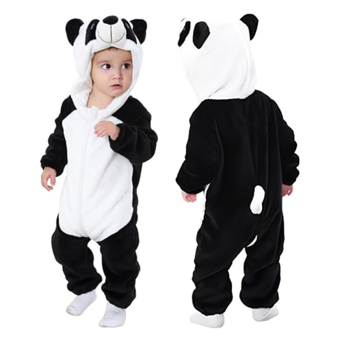 ISAKEN Tier Kostüm für Kinder, Unisex-Baby-Flanell-Einteiler mit Tiermotiv Strampler-Overall mit Kapuze Flanell Baby Jumpsuit für Cosplay Halloween Karneval von ISAKEN