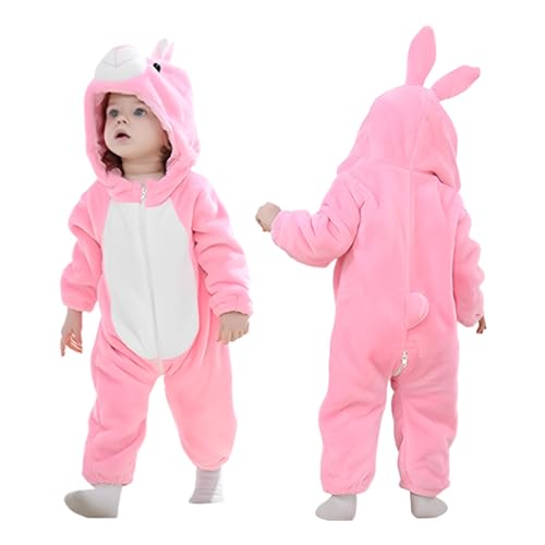 ISAKEN Tier Kostüm für Kinder, Unisex-Baby-Flanell-Einteiler mit Tiermotiv Strampler-Overall mit Kapuze Flanell Baby Jumpsuit für Cosplay Halloween Karneval von ISAKEN