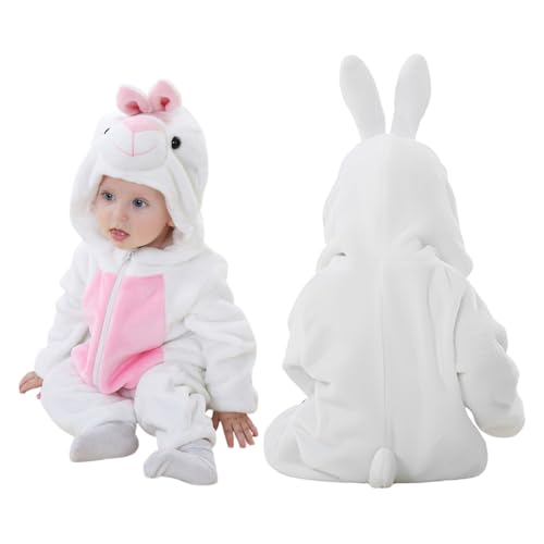 ISAKEN Tier Kostüm für Kinder, Unisex-Baby-Flanell-Einteiler mit Tiermotiv Strampler-Overall mit Kapuze Flanell Baby Jumpsuit für Cosplay Halloween Karneval von ISAKEN