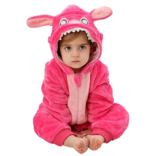 ISAKEN Tier Kostüm für Kinder, Unisex-Baby-Flanell-Einteiler mit Tiermotiv Strampler-Overall mit Kapuze Flanell Baby Jumpsuit für Cosplay Halloween Karneval von ISAKEN