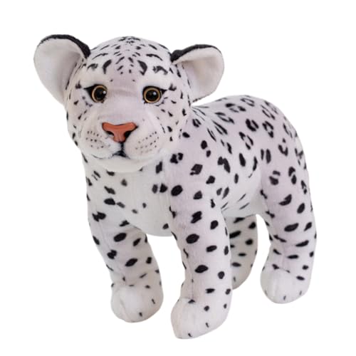 ISAKEN Tier Plüschpuppe, Simuliertes Weißer Leopard Plüschtier Flauschiges Stofftier Spielzeug Kuscheltier Ausgestopftes Tier Kawaii Stofftier Plüschtier für Mädchen Jungen Babys von ISAKEN