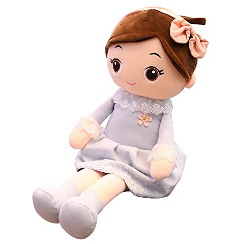 Niedliche Weiche Stoffpuppe Kuschelpuppe Babypuppe Weiche Puppe mit Kleidung und Haaren, Kinder Gefüllte Puppen Textilpuppen Plüsch Stofftier Spielzeug Geburtstag Geschenk für Mädchen Baby, 40CM von ISAKEN