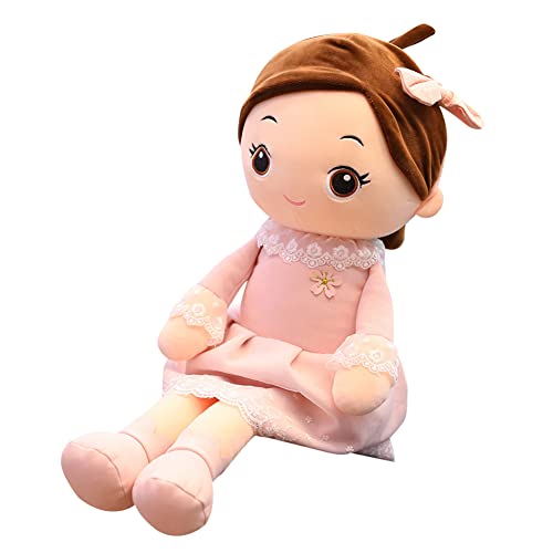 Niedliche Weiche Stoffpuppe Kuschelpuppe Babypuppe Weiche Puppe mit Kleidung und Haaren, Kinder Gefüllte Puppen Textilpuppen Plüsch Stofftier Spielzeug Geburtstag Geschenk für Mädchen Baby, 45CM von ISAKEN