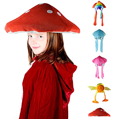 Plüsch Oktopus Mütze Meer Tier Hut Halloween Partyhut, Kawaii Lustige Hüte TiermüTze Octopus Hut Pilzhut Cosplay Mütze Kopfbedeckungen Halloween Cosplay Party Kostüm Karneval Themenparty Mottoparty von ISAKEN