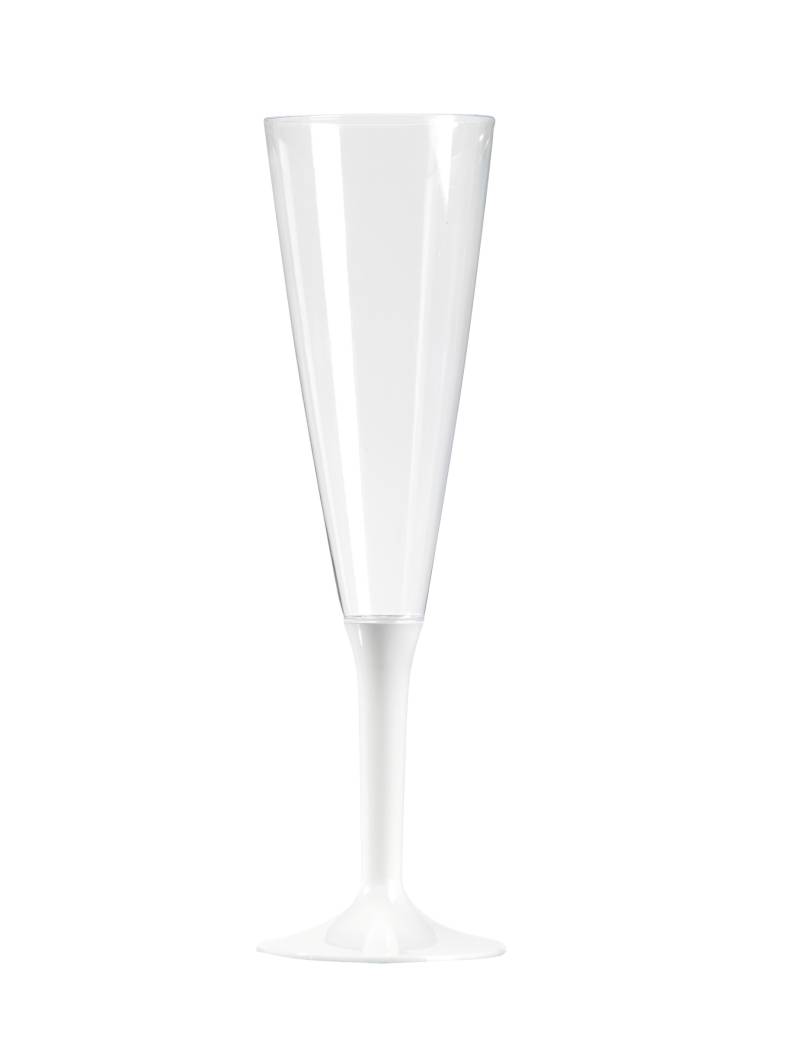 Kunststoff-Champagnergläser mit weißem Fuß 10 Stück transparent-weiß 150 ml von ISAP FRANCE