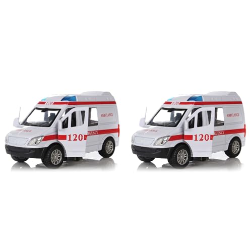 ISKDJBJG 2X WeißEr Kranken Wagen Medizinische Fahrzeuge Spielzeug 1/32 Legierung Diecast Auto Model mit Licht & Sound Geschenk für Kinder von ISKDJBJG