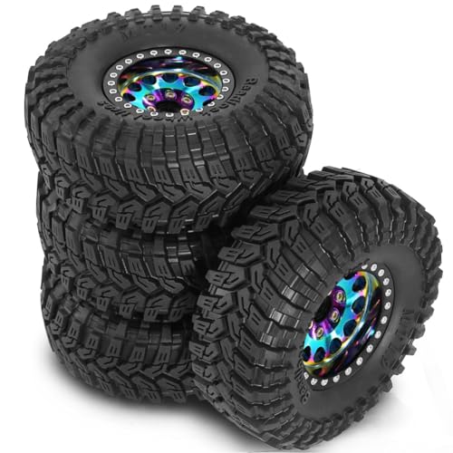 ISKDJBJG 4 STÜCKE 1,9 Metall Beadlock-Reifen Claw Mud Terrain Radreifen für FCX10 für Axial SCX10 Pro SCX10 UTB18 TRX4 Multicolor von ISKDJBJG