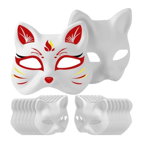ISKDJBJG Tiermasken Aus Pappmaché, Weiße, Blanke Katzenmaske für Cosplay, Theater, Halloween, Klassenzimmer, Kunst, Katze ISKDJBJG Tiermasken Aus Pappmaché, Weiße, Blanke Katzenmaske für Cosplay, Theater, Halloween, Klassenzimmer, Kunst, Katze von ISKDJBJG