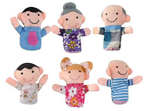 Fingerpuppen Set Familie 6 Stück Bunt Weich Stoff Theater Fantasie Kinder Babys 5957 von ISO TRADE