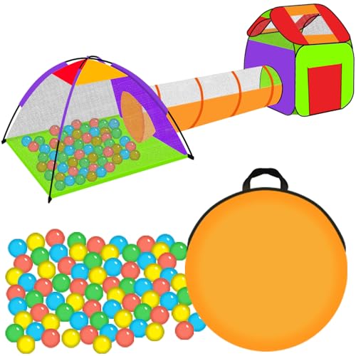 Malatec Kinderspielzelt mit Tunnel + 200 Bälle Spieltunnel Play House Ball Pit # 2881 von ISO TRADE