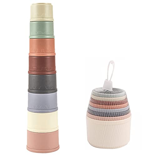 ISOI 8 Stück Stapelbecher, Stapelturm Kinder, Stapelbecher Baby 100% BPA-frei Stapelspiel, Lernspielzeug Babyspielzeug ab 6 Monate-Zufällige Farbe (Bunte Tassen) von ISOI