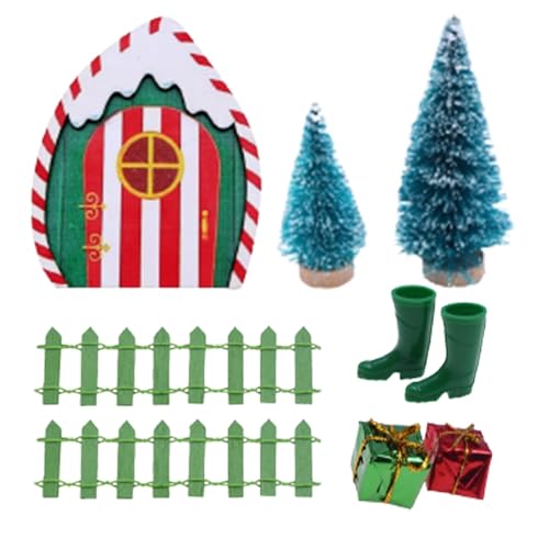 ISOYTERO Elf Door 9pcs/Set Christmas Fee mit Einer niedlichen Puppenminiatur für Puppenhauszubehör Magie GNOME Set Indoor Outdoor Dekorationen von ISOYTERO