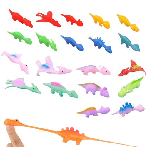 ITECHNIK 20 Stück Schleuder Dinosaurier Spielzeug,Elastischer Fliegender Finger-Dinosaurier,Slingshot Dinosaur Finger Toys,Dino Pädagogisches Spielzeug,Dinosaurier Party Mitgebsel für Kinder von ITECHNIK