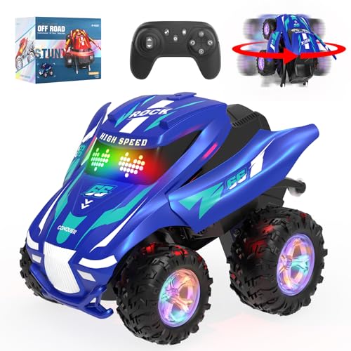 ITEFDTUTNE Ferngesteuertes Auto, RC Cars mit Spray, Licht & Musik, All Terrain Drift Stunt Car 360 Flips Rotating, RC Race Cars Spielzeug für 6 7 8 9 10 11 12 Jahre alte Mädchen Geschenke (Blau) von ITEFDTUTNE