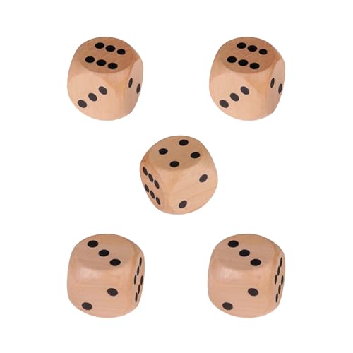 5 Stück Würfelpunkte-dice, Würfel,Holzwürfel,Spiel,Natur Holz Holzwürfel-cube,Würfel-Spielwürfel,Hölzerne Dice,für Puzzle-Spiel,Holzspiel,Würfelspiel,Pärrchenwürfel,Kartenspiel Partyspiele zubehör von IUHRIE