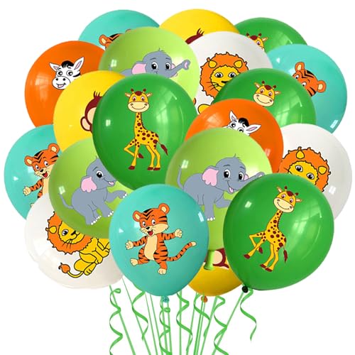 30 Stück Dschungeltiere Luftballon,12 Zoll Geburtstag Deko Ballon,Dschungel Geburtstag Dekoration Luftballon,Dschungel Tier Muster Latexballons,für Kindergeburtstag Jungle Theme Party Supplies von IUKUNNE