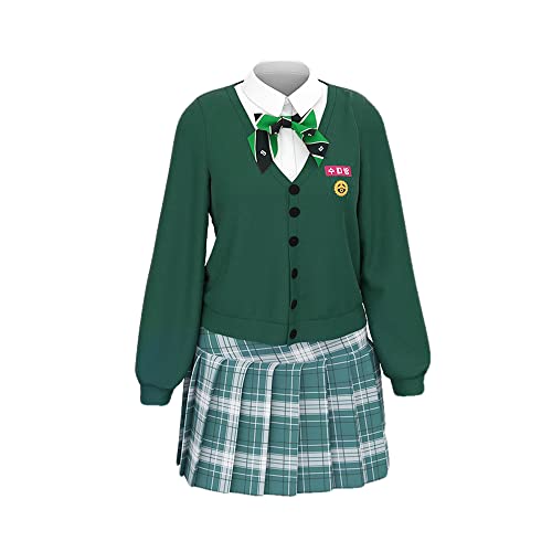 IUTOYYE 4 PCS Schuluniform JK Kostüm Cosplay Karneval Kostüm Top Koreanische TV-Serie Weihnachten Halloween für Frau Mädchen (M, Grün) von IUTOYYE