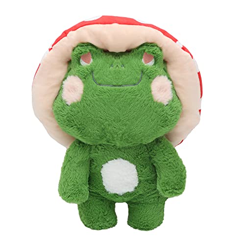 IUTOYYE Pilz Frosch Plüsch Spielzeug Netter Frosch Gefüllter Plüsch Weicher Frosch mit Hut Tier Plüsch Puppen Beruhigende Dekoration Kissen Geschenk für Mädchen Kinder (Rot und Dunkelgrün, 25cm) von IUTOYYE