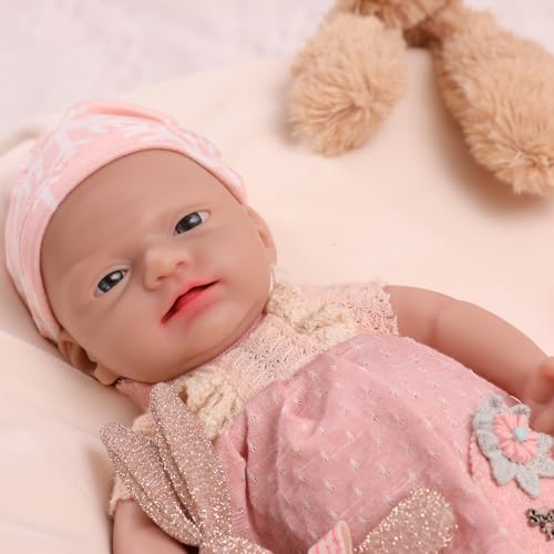 IVITA Ganzkörper Silikon Reborn Baby Puppe Offener Mund Neugeborene Babypuppe Kann Schnuller Fressen Mädchen (WG1587-25CM) von IVITA