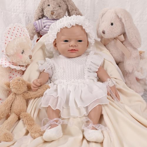 IVITA Ganzkörper Silikon Reborn Baby Puppe Offener Mund Neugeborene Babypuppe Kann Schnuller Fressen Mädchen (WG1587-45CM) von IVITA