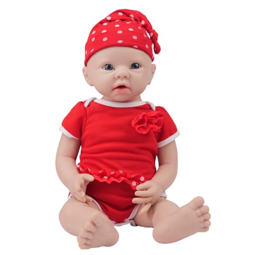 IVITA Ganzkörper Silikon Reborn Baby Puppe Offener Mund Neugeborene Babypuppe Kann Schnuller Fressen Mädchen 25CM von IVITA