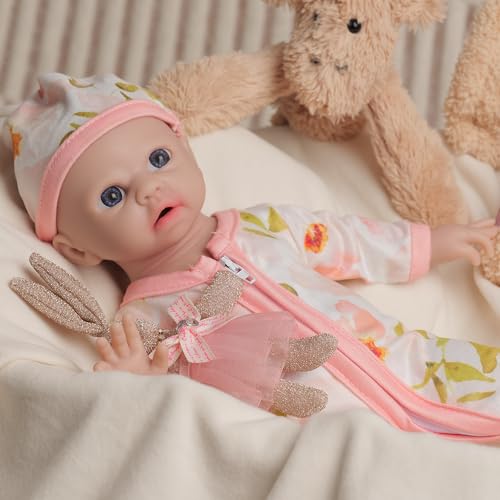 IVITA Ganzkörper Silikon Reborn Baby Puppe Offener Mund Neugeborene Babypuppe Mädchen von IVITA