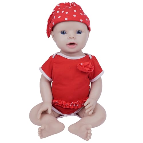 IVITA Ganzkörper Silikon Reborn Baby Puppe Offener Mund Neugeborene Babypuppe Zwillinge Babypuppe Handgemachte Blaue Augen Weiche Babypuppe (WG1552-51cm-3332g-Mädchen) von IVITA