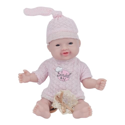 IVITA Ganzkörper Silikon Reborn Baby Puppe Offener Mund Neugeborene Babypuppe Zwillinge Babypuppe Weiche Babypuppe Kann Schnuller Fressen Mädchen 17CM von IVITA