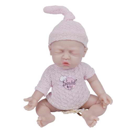 IVITA Ganzkörper Silikon Reborn Baby Puppe Weich Neugeborene Babypuppe Kann Schnuller Fressen Mädchen 17CM von IVITA