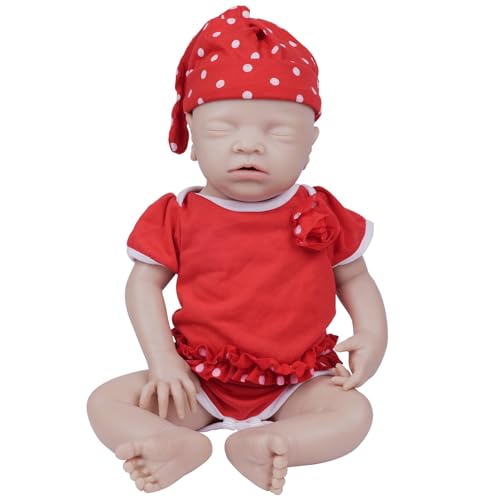 IVITA Ganzkörper Silikon Reborn Baby Puppe Weich Offener Mund Neugeborene Babypuppe Kann Schnuller Fressen Mädchen 25CM von IVITA