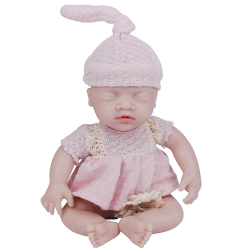 IVITA Ganzkörper Silikon Reborn Baby Puppe Weich Offener Mund Neugeborene Babypuppe Kann Schnuller Fressen Mädchen 17CM von IVITA