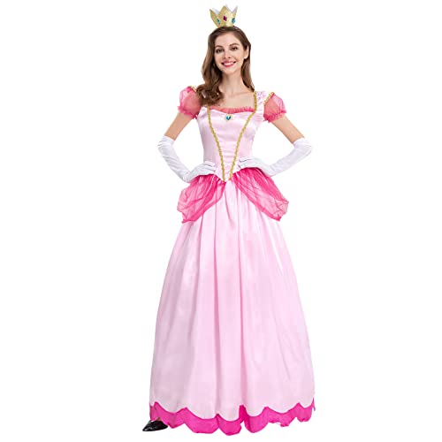 IWEMEK Frauen Gänseblümchen Pfirsich Kleid Puffärmel Langes Kleid mit Handschuhen und Krone Zubehör Set Erwachsene Prinzessin Verkleidung Outfits Festzug Party Halloween Karneval Kostüm Rosa L IWEMEK Frauen Gänseblümchen Pfirsich Kleid Puffärmel Langes Kleid mit Handschuhen und Krone Zubehör Set Erwachsene Prinzessin Verkleidung Outfits Festzug Party Halloween Karneval Kostüm Rosa L von IWEMEK