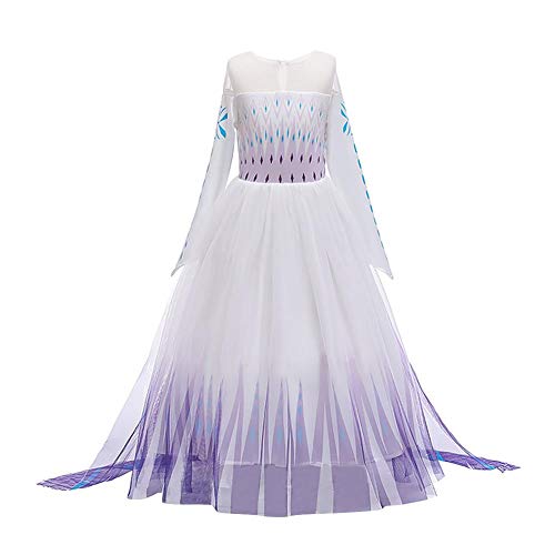 IWEMEK Mädchen Elsa 2 Kleid Prinzessin Kostüm Eis-Schneekönigin Verkleidung Schneeflocke Tüllkleid Kinder Cosplay Geburtstag Halloween Party Weihnachten Karneval Kostüme B - Lila 11-12 Jahre von IWEMEK