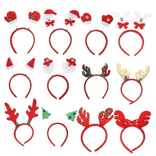 IWOWHERO 12St Weihnachtsstirnband Bogen rote Schleife für Haare Clip Teenager Party Die christmas haarreif christmas headband gut verarbeitetes Stirnband Weihnachtshaarband Gebürstet von IWOWHERO