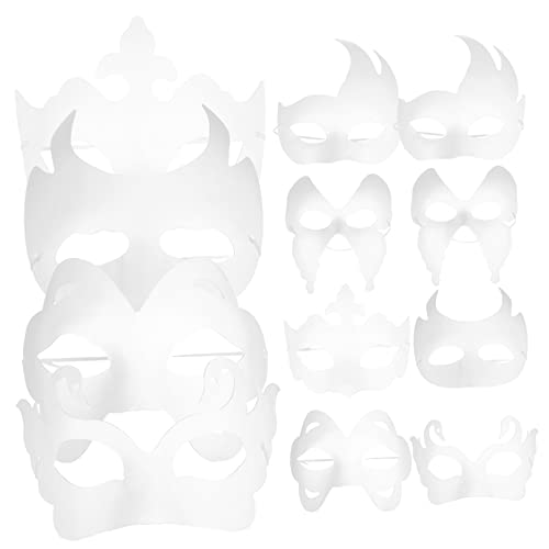 IWOWHERO 12St Zellstoffmaske selber machen Masken aus Papierzellstoff Maskerademaske selber machen halloween masken halloweenmaske handgemachte leere Masken DIY-Maske für Party Weiß von IWOWHERO