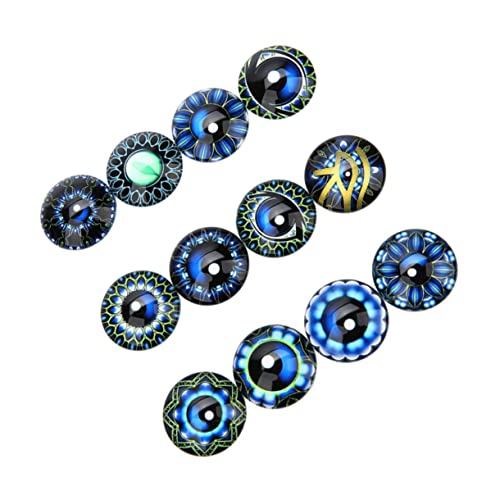 IWOWHERO 20 Stück DIY Schmuck Material Scrapbooking Eye Time Edelstein Patches Rund Glas Cabochon Edelsteine ​​Glas Aufkleber Blau von IWOWHERO