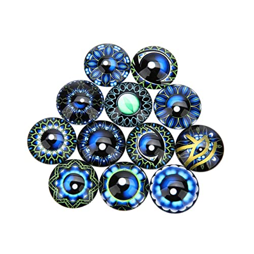 IWOWHERO 20St Flecken DIY Glasflicken Uhr Dekoration Scrapbooking Augenzeit gem Schmuckmaterial selber Machen Edelsteine ​​Glasaufkleber runder Cabochon aus Glas Schmuckaufnäher Blue von IWOWHERO