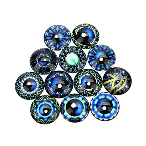 IWOWHERO 20St Schmuckmaterial selber Machen DIY Glasflicken Auge Mosaikfliese Scrapbooking Augenzeit gem Edelsteine ​​Glasaufkleber Schmuckaufnäher Flecken runder Cabochon aus Glas Blue von IWOWHERO