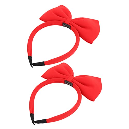 IWOWHERO 2St Schleife Stirnband Haarschmuck für Frauen Kinderhaaraccessoires für Mädchen Clip haarschmuck party mitgebsel entzückender Kopfschmuck Bowknot-Kopf- Stoff rot von IWOWHERO